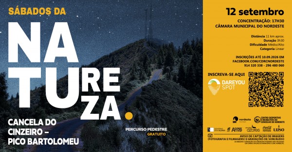 Sábados da Natureza 2026 - Novos Percursos - Percurso Pedestre Noturno - Trilho Pico Bartolomeu.